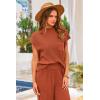 imagePRETTYGARDEN 2 Piece Outfits for Women Summer 2026 Knit Vest Tops Sweatpants Spring Beach Vacation Travel Sweater Lounge SetRust Red