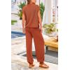 imagePRETTYGARDEN 2 Piece Outfits for Women Summer 2026 Knit Vest Tops Sweatpants Spring Beach Vacation Travel Sweater Lounge SetRust Red