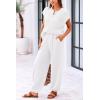imagePRETTYGARDEN 2 Piece Outfits for Women Summer 2026 Knit Vest Tops Sweatpants Spring Beach Vacation Travel Sweater Lounge SetWhite