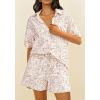 imagePRETTYGARDEN 2 Piece Sets for Women Summer Clothes 2026 Printed Button Down Shirts Tops Lounge Shorts Beach Vacation OutfitsBeige