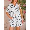 imagePRETTYGARDEN 2 Piece Sets for Women Summer Clothes 2026 Printed Button Down Shirts Tops Lounge Shorts Beach Vacation OutfitsBlack Brush