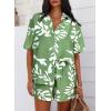 imagePRETTYGARDEN 2 Piece Sets for Women Summer Clothes 2026 Printed Button Down Shirts Tops Lounge Shorts Beach Vacation OutfitsGreen