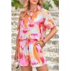 imagePRETTYGARDEN 2 Piece Sets for Women Summer Clothes 2026 Printed Button Down Shirts Tops Lounge Shorts Beach Vacation OutfitsPink