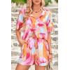 imagePRETTYGARDEN 2 Piece Sets for Women Summer Clothes 2026 Printed Button Down Shirts Tops Lounge Shorts Beach Vacation OutfitsPink