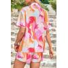 imagePRETTYGARDEN 2 Piece Sets for Women Summer Clothes 2026 Printed Button Down Shirts Tops Lounge Shorts Beach Vacation OutfitsPink