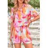 imagePRETTYGARDEN 2 Piece Sets for Women Summer Clothes 2026 Printed Button Down Shirts Tops Lounge Shorts Beach Vacation OutfitsPink