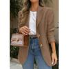 imagePRETTYGARDEN 2026 Blazers for Women Business Casual Long Sleeve Lapel Open Front Suit Jacket Work Blazer with PocketsBrown
