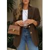 imagePRETTYGARDEN 2026 Blazers for Women Business Casual Long Sleeve Lapel Open Front Suit Jacket Work Blazer with PocketsDark Brown