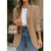 imagePRETTYGARDEN 2026 Blazers for Women Business Casual Long Sleeve Lapel Open Front Suit Jacket Work Blazer with PocketsDark Khaki