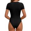 imagePRETTYGARDEN Body Suits for Womens Summer Tops 2026 Casual Short Sleeve Ribbed Fitted Basic Tee Shirts Spring Fashion ClothesBlack