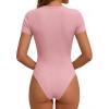 imagePRETTYGARDEN Body Suits for Womens Summer Tops 2026 Casual Short Sleeve Ribbed Fitted Basic Tee Shirts Spring Fashion ClothesPink
