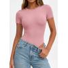 imagePRETTYGARDEN Body Suits for Womens Summer Tops 2026 Casual Short Sleeve Ribbed Fitted Basic Tee Shirts Spring Fashion ClothesPink