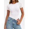 imagePRETTYGARDEN Body Suits for Womens Summer Tops 2026 Casual Short Sleeve Ribbed Fitted Basic Tee Shirts Spring Fashion ClothesWhite