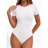 imagePRETTYGARDEN Body Suits for Womens Summer Tops 2026 Casual Short Sleeve Ribbed Fitted Basic Tee Shirts Spring Fashion ClothesWhite