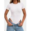 imagePRETTYGARDEN Body Suits for Womens Summer Tops 2026 Casual Short Sleeve Ribbed Fitted Basic Tee Shirts Spring Fashion ClothesWhite
