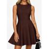 imagePRETTYGARDEN Cocktail Dresses for Women 2026 Summer Formal Boat Neck A Line Spring Elegant Graduation Party Mini DressBrown