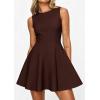 imagePRETTYGARDEN Cocktail Dresses for Women 2026 Summer Formal Boat Neck A Line Spring Elegant Graduation Party Mini DressBrown