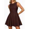 imagePRETTYGARDEN Cocktail Dresses for Women 2026 Summer Formal Boat Neck A Line Spring Elegant Graduation Party Mini DressBrown