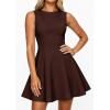 imagePRETTYGARDEN Cocktail Dresses for Women 2026 Summer Formal Boat Neck A Line Spring Elegant Graduation Party Mini DressBrown