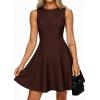 imagePRETTYGARDEN Cocktail Dresses for Women 2026 Summer Formal Boat Neck A Line Spring Elegant Graduation Party Mini DressBrown