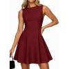 imagePRETTYGARDEN Cocktail Dresses for Women 2026 Summer Formal Boat Neck A Line Spring Elegant Graduation Party Mini DressBurgundy