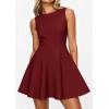imagePRETTYGARDEN Cocktail Dresses for Women 2026 Summer Formal Boat Neck A Line Spring Elegant Graduation Party Mini DressBurgundy