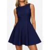 imagePRETTYGARDEN Cocktail Dresses for Women 2026 Summer Formal Boat Neck A Line Spring Elegant Graduation Party Mini DressNavy Blue