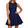imagePRETTYGARDEN Cocktail Dresses for Women 2026 Summer Formal Boat Neck A Line Spring Elegant Graduation Party Mini DressNavy Blue