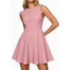 imagePRETTYGARDEN Cocktail Dresses for Women 2026 Summer Formal Boat Neck A Line Spring Elegant Graduation Party Mini DressPink