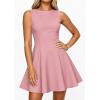 imagePRETTYGARDEN Cocktail Dresses for Women 2026 Summer Formal Boat Neck A Line Spring Elegant Graduation Party Mini DressPink