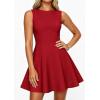 imagePRETTYGARDEN Cocktail Dresses for Women 2026 Summer Formal Boat Neck A Line Spring Elegant Graduation Party Mini DressRed