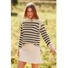 imagePRETTYGARDEN Fall Sweaters for Women 2025 Long Sleeve Crewneck Blouses Dressy Casual Ribbed Striped Knit Pullover Jumper TopsBeige Apricot