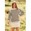 imagePRETTYGARDEN Fall Sweaters for Women 2025 Long Sleeve Crewneck Blouses Dressy Casual Ribbed Striped Knit Pullover Jumper TopsBeige Apricot
