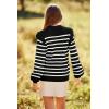 imagePRETTYGARDEN Fall Sweaters for Women 2025 Long Sleeve Crewneck Blouses Dressy Casual Ribbed Striped Knit Pullover Jumper TopsBlack