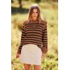imagePRETTYGARDEN Fall Sweaters for Women 2025 Long Sleeve Crewneck Blouses Dressy Casual Ribbed Striped Knit Pullover Jumper TopsBrown