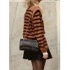 imagePRETTYGARDEN Fall Sweaters for Women 2025 Long Sleeve Crewneck Blouses Dressy Casual Ribbed Striped Knit Pullover Jumper TopsBrown