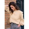 imagePRETTYGARDEN Fall Sweaters for Women 2025 Long Sleeve Crewneck Blouses Dressy Casual Ribbed Striped Knit Pullover Jumper TopsSolid Beige Apricot