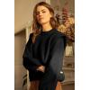 imagePRETTYGARDEN Fall Sweaters for Women 2025 Long Sleeve Crewneck Blouses Dressy Casual Ribbed Striped Knit Pullover Jumper TopsSolid Black