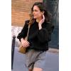 imagePRETTYGARDEN Fall Sweaters for Women 2025 Long Sleeve Crewneck Blouses Dressy Casual Ribbed Striped Knit Pullover Jumper TopsSolid Black