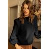 imagePRETTYGARDEN Fall Sweaters for Women 2025 Long Sleeve Crewneck Blouses Dressy Casual Ribbed Striped Knit Pullover Jumper TopsSolid Black