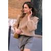 imagePRETTYGARDEN Fall Sweaters for Women 2025 Long Sleeve Crewneck Blouses Dressy Casual Ribbed Striped Knit Pullover Jumper TopsSolid Camel