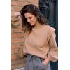 imagePRETTYGARDEN Fall Sweaters for Women 2025 Long Sleeve Crewneck Blouses Dressy Casual Ribbed Striped Knit Pullover Jumper TopsSolid Camel