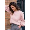 imagePRETTYGARDEN Fall Sweaters for Women 2025 Long Sleeve Crewneck Blouses Dressy Casual Ribbed Striped Knit Pullover Jumper TopsSolid Pink