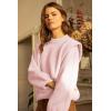 imagePRETTYGARDEN Fall Sweaters for Women 2025 Long Sleeve Crewneck Blouses Dressy Casual Ribbed Striped Knit Pullover Jumper TopsSolid Pink