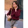 imagePRETTYGARDEN Fall Sweaters for Women 2025 Long Sleeve Crewneck Blouses Dressy Casual Ribbed Striped Knit Pullover Jumper TopsSolid Wine Red
