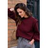 imagePRETTYGARDEN Fall Sweaters for Women 2025 Long Sleeve Crewneck Blouses Dressy Casual Ribbed Striped Knit Pullover Jumper TopsSolid Wine Red