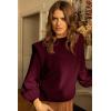 imagePRETTYGARDEN Fall Sweaters for Women 2025 Long Sleeve Crewneck Blouses Dressy Casual Ribbed Striped Knit Pullover Jumper TopsSolid Wine Red