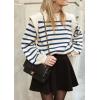 imagePRETTYGARDEN Fall Sweaters for Women 2025 Long Sleeve Crewneck Blouses Dressy Casual Ribbed Striped Knit Pullover Jumper TopsStriped Blue