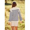 imagePRETTYGARDEN Fall Sweaters for Women 2025 Long Sleeve Crewneck Blouses Dressy Casual Ribbed Striped Knit Pullover Jumper TopsStriped Blue