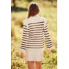 imagePRETTYGARDEN Fall Sweaters for Women 2025 Long Sleeve Crewneck Blouses Dressy Casual Ribbed Striped Knit Pullover Jumper TopsStriped Brown